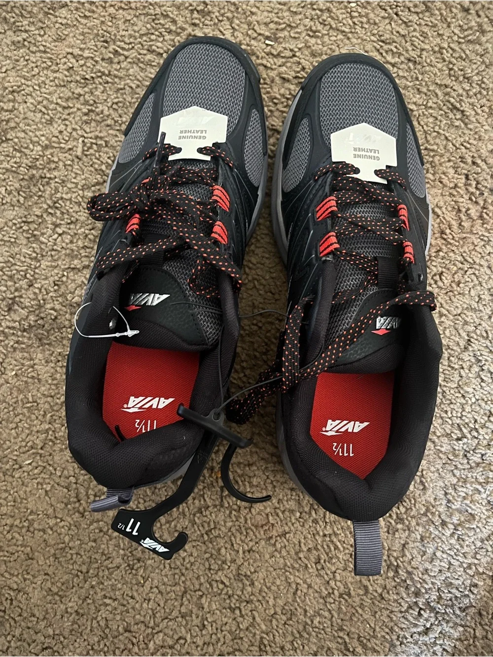 Avia Men's Black & Gray Athletic Shoes with Red Insoles